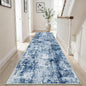 3x10 Washable Runner Rug for Hallway: Non Slip Runners Rugs Easy-to-Clean - Soft Living Room Bedroom Kitchen Carpet - Thin Low Pile Printed Floor Mat for Dining Room Blue