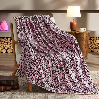 BEDELITE Fleece Blanke for Couch & Bed Pink Leopard Throw Blanket – Soft & Cozy Cheetah Blanket for Sofa, Lightweight Fleece Animal Print Decor, for Women 50"x 60", Pink