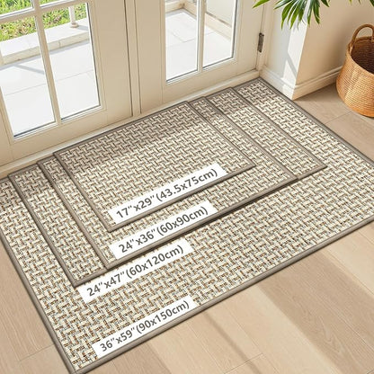LEKEEPGO Door Mat Indoor Entrance 17"x29", Absorbent Indoor Door Mat, Non Slip Rubber Backing Inside Door Mats, Washable Floor Mat, Low-Profile Doormat for Front Door, Entryway, Entrance, Grey