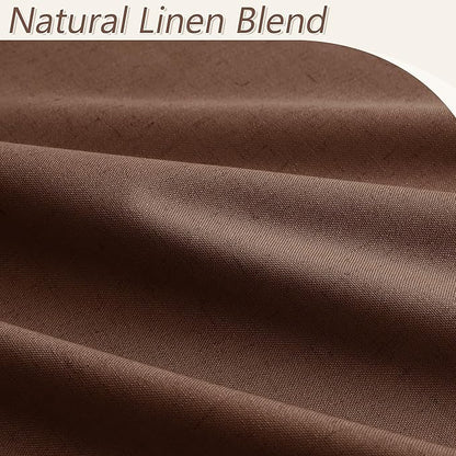 Guken 100% Blackout Curtains 102 Inch Length 2 Panels Set for Living Room Bedroom Back Tab Thermal Insulated Black Out Linen Drapes Room Darkening Window Curtains Rustic Brown