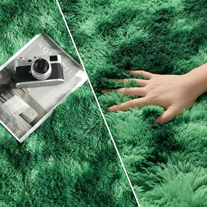 Deerhoo Large Shag Area Rugs 6 x 9, Plush Fuzzy Rugs for Living Room, Ultra Soft Fluffy Furry Rug for Bedroom, Indoor Carpet Nursery Rugs for Kids Room Home Decor, Tie-Dyed Emerald Green