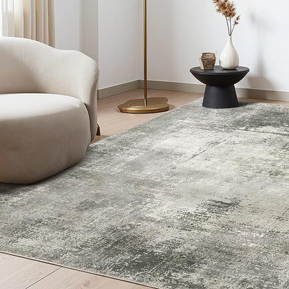BEIMO Area Rugs 8x10 Machine Washable Rug for Bedroom Living Room Dining Room, Large Modern Abstract Soft Rugs, Indoor Low Pile Carpet with Non Slip Rubber Backing, Abstract Gray