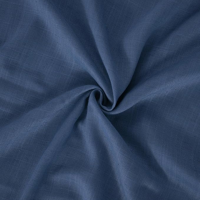 BGment Linen Navy Blue Curtains 90 Inch Length for Living Room, Semi Sheer Window Drapes Lightweight for Dining Room Bedroom Decor Light Filtering with Rod Pocket, 2 Panels Set, Each 52 Inch Wide