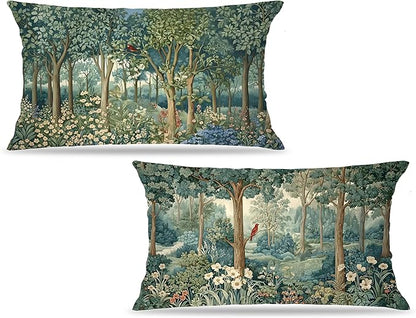 Rustic Spring Forest Pillow Covers 20x12 Double-Sided, Cottagecore Forest Nature Botanical Wildflower Decorative Throw Pillow Covers for Sofa Bed Bedroom Living Room Set of 2