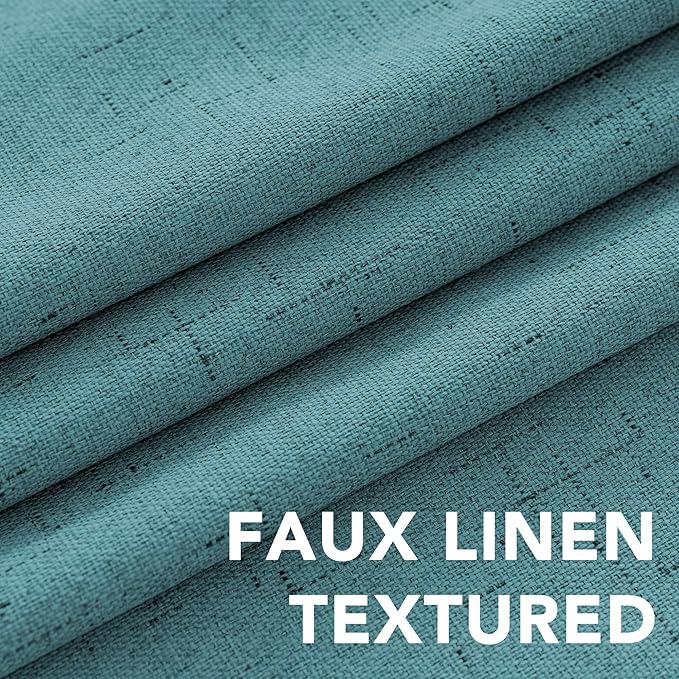 H.VERSAILTEX Linen Blackout Curtains 108 Inches Long 100% Absolutely Blackout Thermal Insulated Textured Linen Look Curtain Draperies Anti-Rust Grommet, Energy Saving with White Liner, 2 Panels, Teal