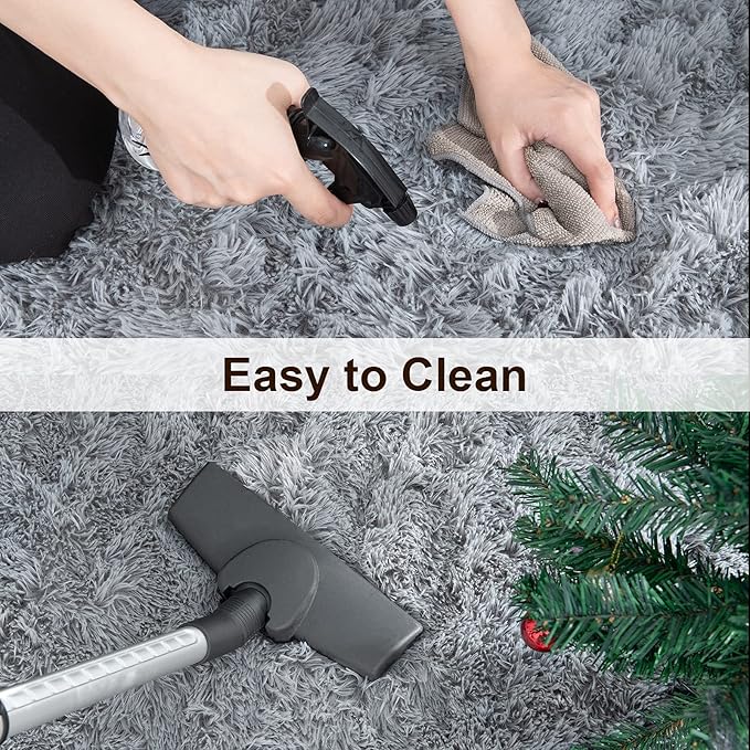 TWINNIS Super Soft Shaggy Rugs Fluffy Carpets, 10x14 Feet, Indoor Modern Plush Area Rugs for Living Room Bedroom Kids Room Nursery Home Decor, Upgrade Anti-Skid Rectangular Fuzzy Rug, Grey