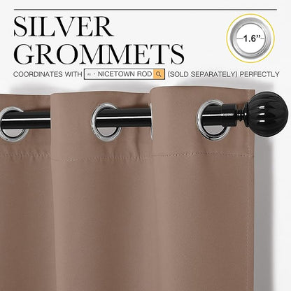 NICETOWN Window Treatment Thermal Insulated Solid Grommet Blackout Curtains/Drapes for Bedroom (Set of 2 Panels, 42 by 63 Inch, Cappuccino)