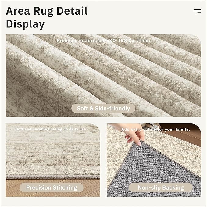 Soalmost Runner Rug 2'x6' Washable Non-Slip Runner Rugs for Kitchen Bathroom Laundry Room Beige Vintage Floor Carpet Runners for Hallway Entryway