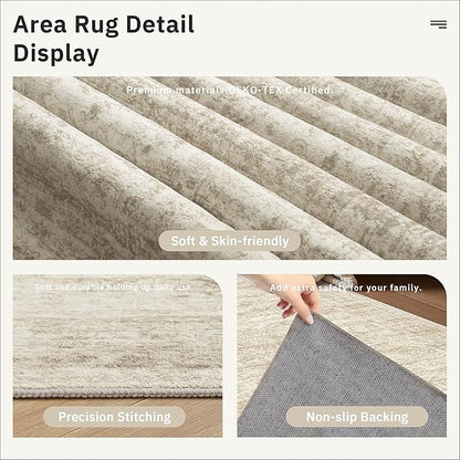 Soalmost Runner Rug 2'x6' Washable Non-Slip Runner Rugs for Kitchen Bathroom Laundry Room Beige Vintage Floor Carpet Runners for Hallway Entryway