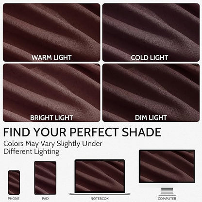 Nanspring Reddish Brown Linen Blend Light Filtering Back Tab Curtains 108 Inches Long, Semi Sheer Privacy Drapes for Living Room & Bedroom, 52x108 inch, 2 Panels