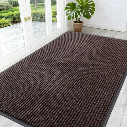OLANLY Front Door Mat Indoor Outdoor Entrance, Waterproof Heavy Duty Doormat, Fade Resistant, Low Profile, Easy Clean Patio Porch Welcome Floor Mats for Entry, 59x34, Tan
