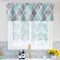 Beauoop Blackout Window Valances Curtains Geometric Quatrefoil Trellis Printed Room Darkening Thermal Insulated Rod Pocket Short Valance Curtains Cafe Bathroom, Spa/Gray, 50" W x 18" L, 1 Panel
