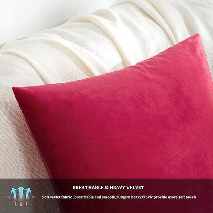 GIGIZAZA Decorative Couch Throw Pillow Covers,Set of 2 Red Square Pillow Cushion Covers 22x22,Pillow Cases Velvet Pillow Covers