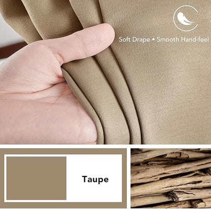 Deconovo Blackout Curtains, Thermal Insulated, W42 x L63 2 Panels, Back Tab, Machine Washable, Room-Darkening Drapes for Bedroom/Living Room Khaki