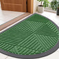 Smiry Half Circle Front Door Mat Outside Entrance, Heavy Duty Sturdy Natural Rubber Doormat, Trap Dirt and Moisture, Low Profile Mats for Indoor Outdoor Entry, Irregular Triangle (35x23, Green)