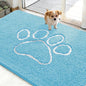 OLANLY Dog Door Mat for Muddy Paws 48x30, Paw Print Design, Absorbs Moisture and Dirt, Absorbent Non-Slip Washable Doormat, Quick Dry Chenille Mud Mat for Dogs, Entry Indoor Entryway Carpet, Blue