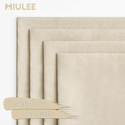 MIULEE Pack of 4 Decorative Outdoor Throw Pillow Covers Linen Waterproof Pillow Covers Farmhouse Cushion Cases for Patio Garden Tent Balcony Couch Sofa 16x16 inch Beige