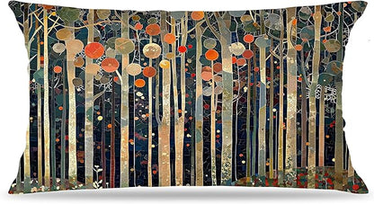 Rustic William Morris Inspired Autumn Forest Decor Pillow Covers 12x20,Vintage Botanical Nature Decorative Throw Pillow Covers for Home Bedroom Living Room,Fall Home Room Decor