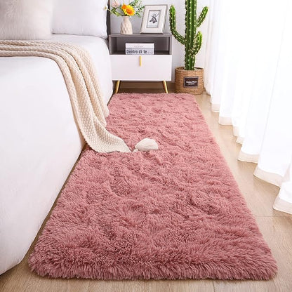 Chicrug Soft Runner Rug for Bedroom Living Room Plush Fluffy Rug 2x10 Feet, Shag Furry Runner Carpet Non Shedding for Nursery Children Kids Girls Room Home Decorative, Blush