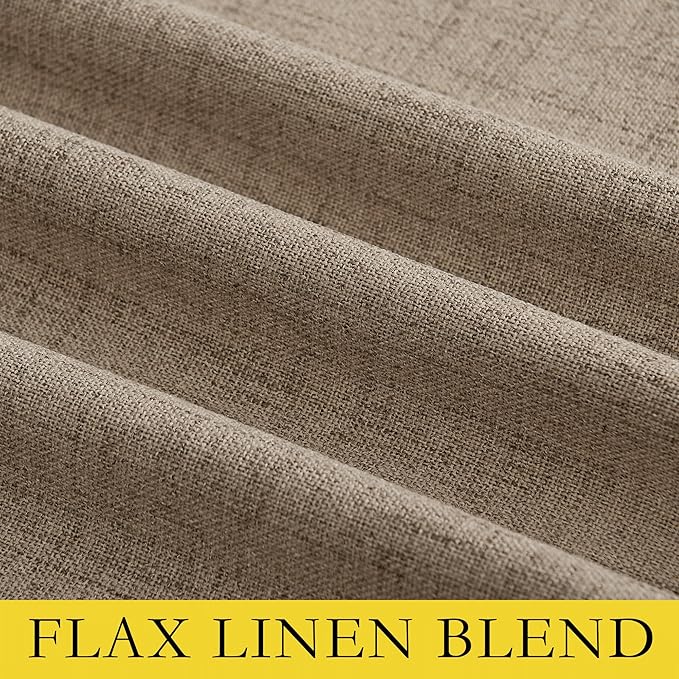 NICETOWN Burlap Vintage Open Linen Weave Flax Thermal Curtains, 100% Blackout Curtains 90" Long for Dining Room, Soundproof Window Treatment Drapes for Hall Room, 42" Wide Per Panel, Set of 2