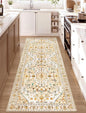 SERISSA Boho Washable Runner Rug, 2x6 Rug Runner Non-Slip Vintage Light Yellow Hallway Kitchen Runner Rug Ultra Soft Print Distressed Floor Carpet Runner for Bedroom Bathroom Laundry Living Room