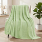 Whale Flotilla Extra Large Fuzzy Fleece Throw Blanket for Couch, 50x70 Inch Fluffy Warm Soft Jacquard Blankets for All Season, Lightweight and Cozy, Light Green