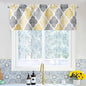 Beauoop Blackout Window Valances Curtains Geometric Quatrefoil Trellis Printed Room Darkening Thermal Insulated Rod Pocket Short Valance Curtains Cafe Bathroom, Yellow/Gray, 50" W x 18" L, 1 Panel