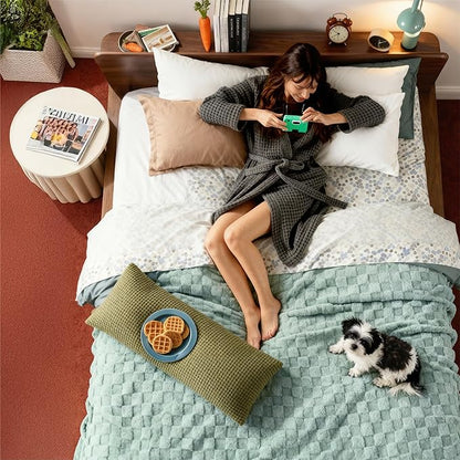Bedsure GentleSoft Blankets Queen Size for Bed - Super Soft Cozy Blanket for Kids Girls, Large Fuzzy Fleece Spring Throw for Bedroom Decor, Sage Green, 90x90 Inches
