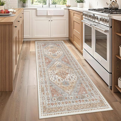 zesthome Runner Rug 2x5 - Stain Resistant Machine Washable Rug, Non Slip Vintage Hallway Runner Rugs, Low Pile Lightweight Runners for Kitchen, Entryway and Corridor