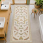 Hazo Haus Boho 2x5 Long Bathroom Rug - Laundry Room Rug Runner for Kitchen, Washable Non Slip Soft Stain Reistant Beige and Yellow Neutral Insect Design Decor