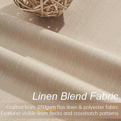 Topfinel Blackout Linen Blend Curtains 96 Inches Long 2 Panels,Black Out Drapes for Bedroom Living Room, Back Tab and Rod Pocket,Pinch Pleat Style with Hooks,Tan Light Taupe 52" Wide and 96" Length