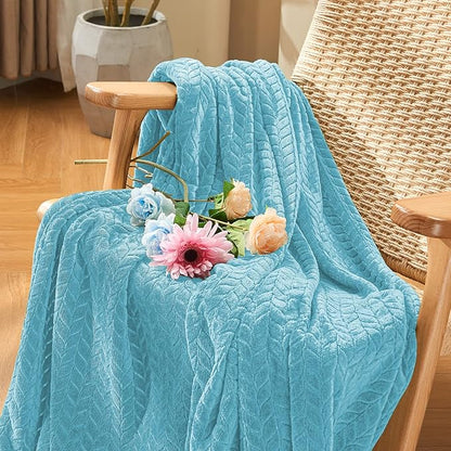 inhand Blue Throw Blanket, Super Soft Flannel Cozy Blankets & Throw for Adults, Lightweight Fuzzy Blanket, Warm Plush Blankets for All Season 50×60 Inches