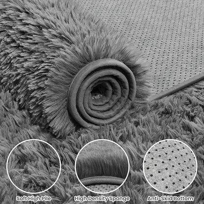 6x9 Area Rugs for Living Room Rug: Soft Fluffy Shag Light Gray Rugs for Bedroom, Non-Slip Large Fuzzy Plush Rug Indoor Floor Carpet for Nursery Kids Boys Girls Room, Dorms, Playroom, Modern Home Decor