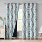 Beauoop 100% Blackout Curtains 96 Inches Long 2 Panels for Bedroom Living Room Aqua Grey Moroccan Geo Room Darkening Thermal Insulated Soundproof Grommet Top Window Treatments Drapes, 50x96 Set of 2