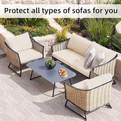 8Pcs Stretch Velvet Patio Cushion Cover,Fluffy,for Fall Outdoor Couch Cushion Cover Replacement,Washable Indoor Outdoor Cushion Slipcovers(Beige,Cover Only)
