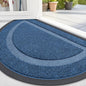 OLANLY Half Circle Door Mat Indoor Outdoor Entrance Welcome, Waterproof All-Season, All-Weather Doormat, Sturdy Natural Rubber, Low Profile, Easy Clean Patio Porch Entryway Mat, 58x23, Light Blue