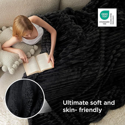 Bedsure GentleSoft Black California King Size Blanket for Bed - Cozy Soft Blankets for Women, Cute Large Throws for Girls, 102x96 Inches