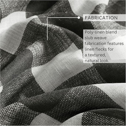 Elrene Home Fashions Farmhouse Living Grainger Buffalo-Check Blackout Window Curtain, Living Room and Bedroom Drape with Rod Pocket Tabs, 52" x 95", Black, 1 Panel