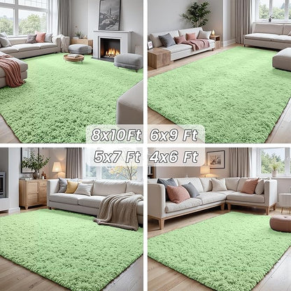 8x10 Area Rugs for Living Room Rug: Soft Fluffy Shag Mint Green Rugs for Bedroom, Non-Slip Large Fuzzy Plush Rug Indoor Floor Carpet for Nursery Kids Boys Girl Room, Dorms, Playroom, Modern Home Decor