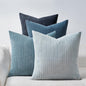 Topfinel BlueGray Decorative Throw Pillow Covers 16x16 Inch Set of 4,Soft Accent Corduroy Striped Gradient Color Small Cushion Cover for Beach,Patio,Balcony,Couch Living Room,Summer Home Decor
