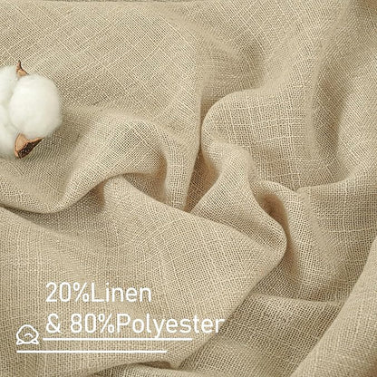 LAMIT 96 inch Linen Curtains for Bedoom, Light Filtering Semi Sheer Panels Back Tab and Rod Pocket Floor to Ceiling Curtains for Living Room, 2 Panels Set, Linen, 52 x 96 Inch