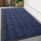 Smiry Front Door Mat Outside Entrance, Heavy Duty Sturdy Natural Rubber Doormat, Trap Dirt and Moisture, Easy Clean Low Profile Mats for Indoor Outdoor Entry, Grid Geometric (59x34, Navy Blue)