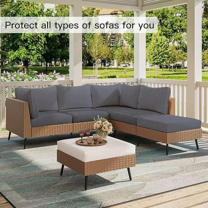 Outdoor Cushion Covers Set,14PCS Patio Furniture Couch Seat Slipcovers, Replacement for Sofa Sectional Chair(Cover，Only)