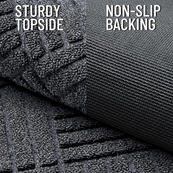 OLANLY Front Door Mat Outside Entrance 47x32, Absorbent, Heavy Duty Sturdy Natural Rubber Doormat Indoor Outdoor, Stain Fade Resistant, Non-Slip Low Profile Floor Mat for Entryway, Black Gray Diamond