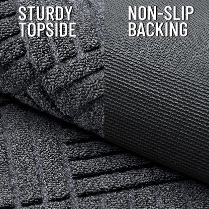 OLANLY Front Door Mat Outside Entrance 47x32, Absorbent, Heavy Duty Sturdy Natural Rubber Doormat Indoor Outdoor, Stain Fade Resistant, Non-Slip Low Profile Floor Mat for Entryway, Black Gray Diamond