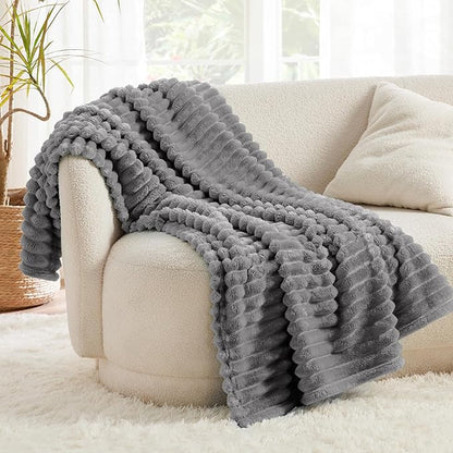 Bedsure GentleSoft Frost Gray Fleece Blanket for Couch - Cozy Soft Blankets for Women, Cute Small Throws for Girls, 50x60 Inches