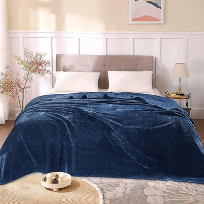 BEDELITE Fleece Blankets Queen Size Navy Blue Throw Blankets for Bed, Luxury Plush Cozy Fuzzy Blanket 90x90 inches, Super Soft Warm Lightweight Throw Blanket All Seasons Suitable