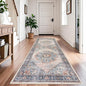 Washable Hallway 4x8 Runner Rug: Non-Slip Hallway Runner Rug Stain Resistant Durable Soft Kitchen Rugs Low Pile Thin Indoor Carpet for Living Room Bedroom Bathroom (Blue, 4X8)