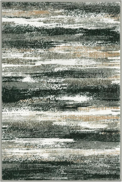 Lansny Modern Abstract Entryway Rug Indoor 2x3 Washable Rug Non-Slip Soft Small Area Rug Forest Green Kitchen Mats Thin Print Faux Wool Floor Carpet Throw Rugs for Entrance Bedroom