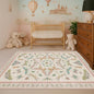 Hazo Haus Neutral Girl Nursery Rug 4x6 - Beige & Pink Rugs for Bedroom, Living Room - Washable Low Pile Non-Slip Charming Insect Print Vintage Girly Design, Perfect for Kids Rooms